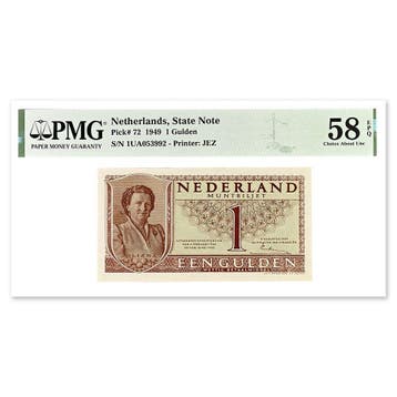 1 Gulden Juliana 1949 PMG 58, Postzegels en Munten, Verzenden