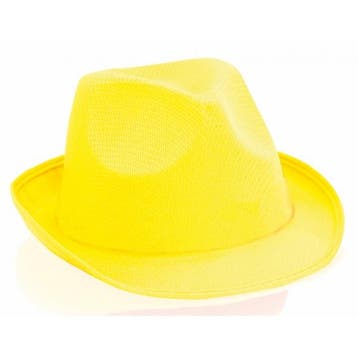Gele trilby hoedjes voor volwassenen - Feesthoeden overig, Ophalen of Verzenden, Nieuw