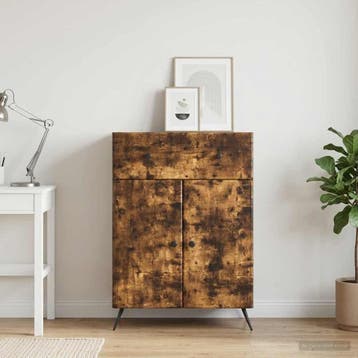 vidaXL Dressoir Gerookt eiken 66 x 34,5 x 90 cm Bewerkt hout, Verzenden, Nieuw, Overige houtsoorten, Minder dan 50 cm