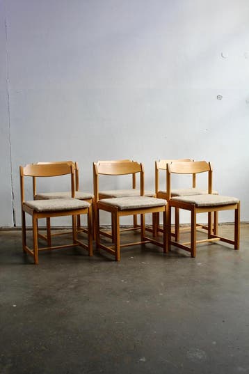 6x jaren 70 eetkamerstoelen, Huis en Inrichting, Gebruikt, Overige kleuren, Vintage, Stof
