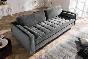 Design 3-zits loungebank COSY VELVET 220cm grijs fluwelen, Huis en Inrichting, Banken | Bankstellen, Ophalen of Verzenden, Nieuw