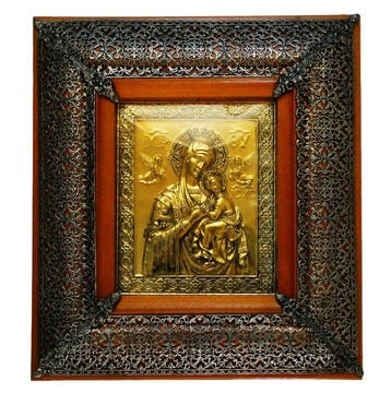 Icoon - Moeder Gods - Hout, Metaal