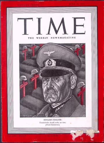 Cover Time Magazine1942 met Franz Halder (lijst optie), Verzamelen, Militaria | Tweede Wereldoorlog, Verzenden