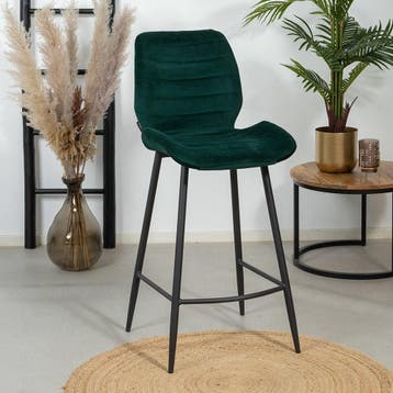 50% Korting: Velvet barkruk Toby donkergroen 71 cm, Ophalen, Zo goed als nieuw