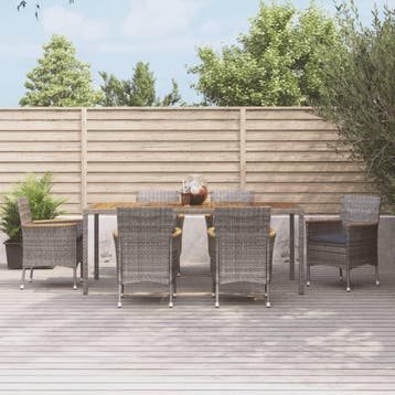vidaXL 7-delige Tuinset met kussens poly rattan grijs, Verzenden, Nieuw, 6 zitplaatsen, Tuinset