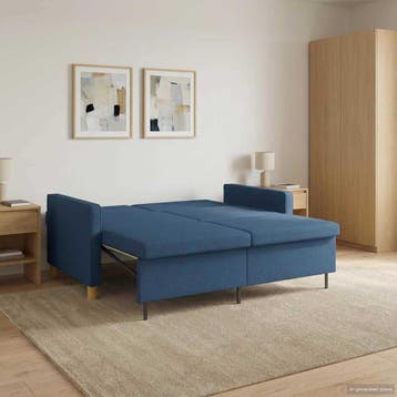 vidaXL Uittrekbare Slaapbank Blauw Stof, Verzenden, Nieuw, Stof, Minder dan 150 cm