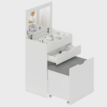 Stijlvolle Make-up Tafel met Inklapbare Spiegel, Kruk en Vee, Verzenden, Nieuw