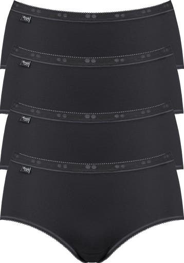 sloggi Maat 44 Basic+ Dames Midi slip - 4-pack - Zwart, Verzenden