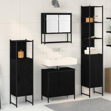 vidaXL Badkamermeubelset 4 st Zwart 33 x 33 x 185,5 cm, Verzenden, Nieuw, Overige typen