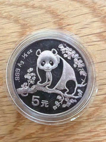 China. 5 Yuan 1993 Panda, 1/2 Oz (.999) (Zonder