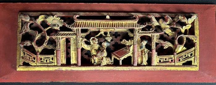 Panneau sculpté - Hout, lak - China - Qing Dynastie, Antiek en Kunst, Antiek | Overige Antiek