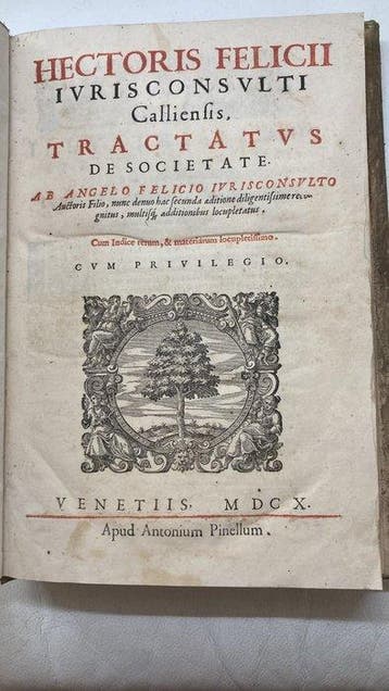 Hector Felicius - Tractatus de Societate – Rara Seconda