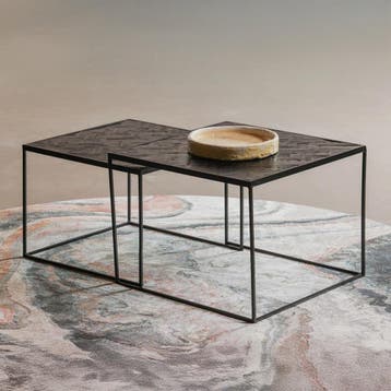 Salontafel Mangohout Carlin Set Van 2 Laag, Verzenden, Nieuw, Industriële meubels, Overige vormen