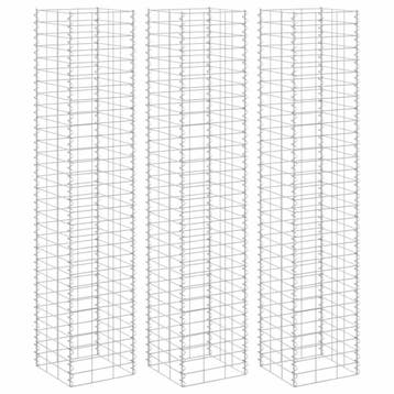 vidaXL Schanskorf plantenbakken 3 st verhoogd 30x30x150 cm, Tuin en Terras, Verzenden, Minder dan 60 cm, Nieuw, Metaal