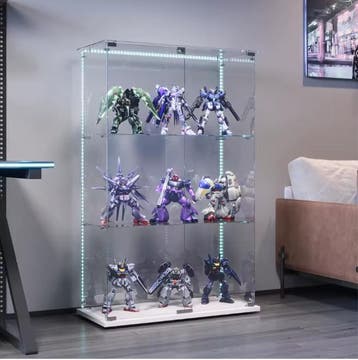 Glazen Vitrinekast met LED, Enkele Deur en 5 Planken Zwart, Huis en Inrichting, Kasten | Vitrinekasten, Verzenden, Nieuw
