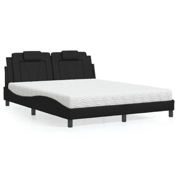 vidaXL Bed Viana met matras kunstleer zwart 160x200 cm, Huis en Inrichting, Slaapkamer | Bedden, Overige materialen, Verzenden