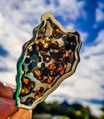 Pallasiet HQ Framed Sericho Pallasite - Hoogte: 7 cm -