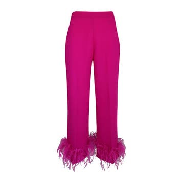 Nenette • fuchsia pantalon met veren • 34 (IT40), Verzenden, Roze, Maat 34 (XS) of kleiner, Nenette