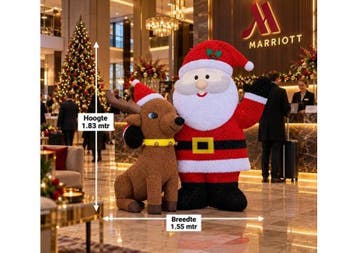 Opblaasbare Kerstpop-Kerstfiguur Santa Claus met rendier, Ophalen of Verzenden