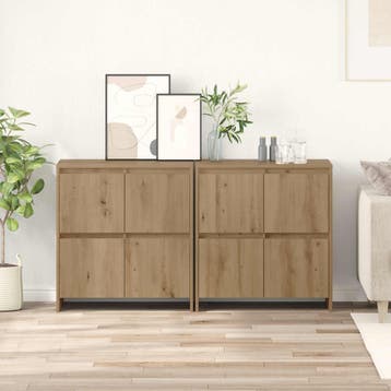 vidaXL Dressoirs 2 st artisanaal eikenkleurig 70 x 41 x 75, Verzenden, Nieuw, Overige houtsoorten, Minder dan 50 cm