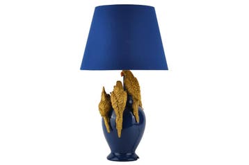 Tafellamp PARROT 50 cm goudblauw met stoffen kap - 48029, Ophalen of Verzenden, Nieuw