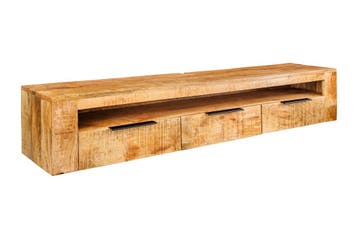 TV-bord IRON CRAFT 160cm hangend mangohout naturel - 46809, Ophalen of Verzenden, Nieuw