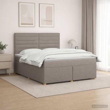 vidaXL Boxspringbed met matras met hoofdeinde Taupe 160 x, Verzenden, Nieuw, Tweepersoons