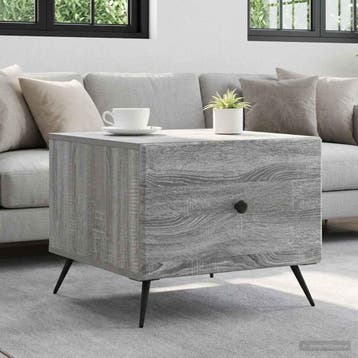 vidaXL Salontafel met lade Grijs sonoma 49 x 50 x 40 cm, Huis en Inrichting, Tafels | Salontafels, Verzenden, Nieuw, Overige houtsoorten