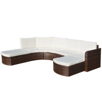 vidaXL 4-delige Loungeset met kussens poly rattan bruin, Verzenden, Nieuw, 4 zitplaatsen, Loungeset