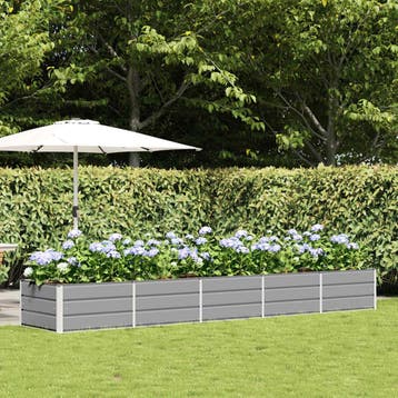 vidaXL Plantenbak Lichtgrijs 400 x 80 x 45 cm Staal, Tuin en Terras, Bloembakken en Plantenbakken, Verzenden, Nieuw, Metaal, 60 tot 100 cm