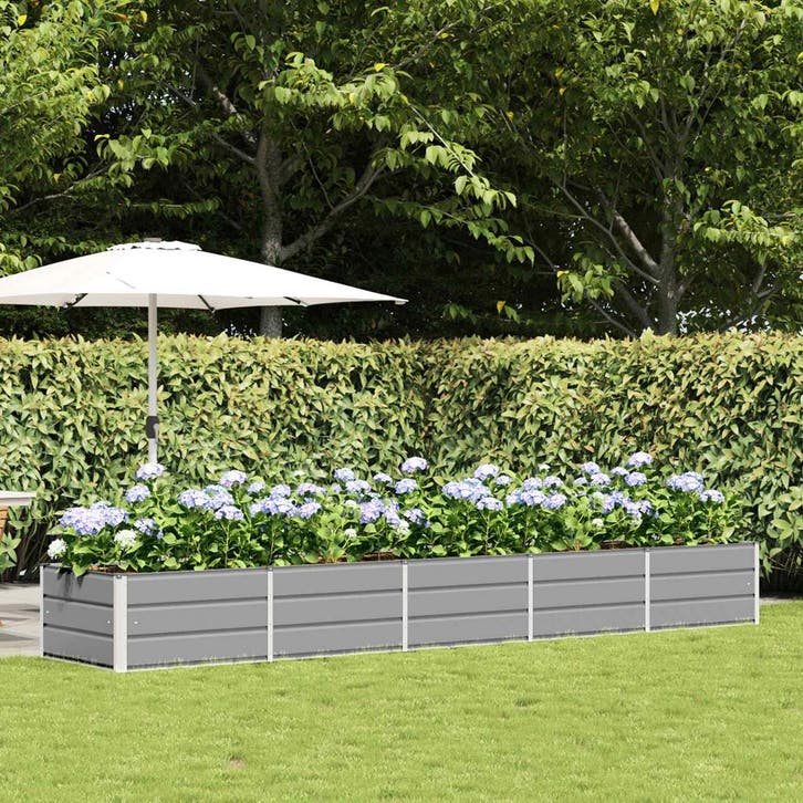 vidaXL Plantenbak Lichtgrijs 400 x 80 x 45 cm Staal, Tuin en Terras, Bloembakken en Plantenbakken, 60 tot 100 cm, Nieuw, Metaal