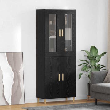 vidaXL buffetkast Zwart Eiken 69,5 x 34 x 180 cm, Huis en Inrichting, Kasten | Buffetkasten, Minder dan 50 cm, Verzenden, Nieuw