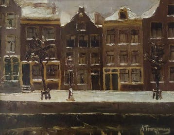 A. Timmermans (XX) - Amsterdams winters stadsgezicht, Antiek en Kunst, Kunst | Schilderijen | Klassiek