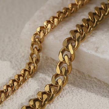 2-delige Gouden Roestvrijstalen Cuban Chain Enkelbandjes Set, Verzenden, Nieuw