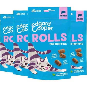 4x Edgard&Cooper Adult Rolls Kattensnack Zalm 45 gr, Dieren en Toebehoren, Verzenden, Hond
