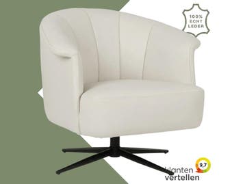Leren draaifauteuil Embrace - Toledo Bianco (gebroken wit), Eigentijds, Klassiek, Modern, Romantisch, Nieuw, Ophalen of Verzenden