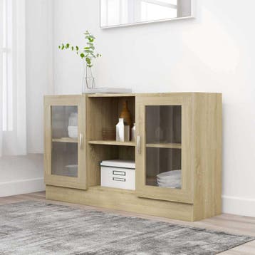 vidaXL Vitrinekast 120x30,5x70 cm bewerkt hout sonoma, Huis en Inrichting, 100 tot 150 cm, Verzenden, Nieuw, Minder dan 100 cm