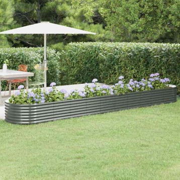 vidaXL Plantenbak 440x80x36 cm gegalvaniseerd staal grijs, 100 cm of meer, Verzenden, Nieuw, Metaal