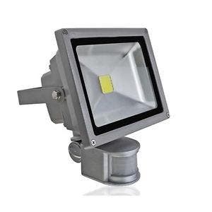 50W LED / PIR schijnwerper Warm Wit 3000K grijze behuizing, Ophalen of Verzenden, Nieuw