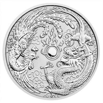 Dragon and Phoenix 1 oz 2017 (50.000 oplage), Verzenden, Losse munt, Zilver