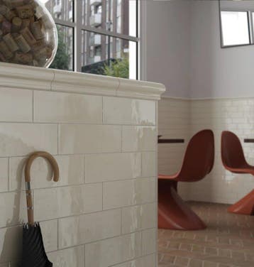 Wandtegel Equipe Cerámicas Country Ivori Beige Glans 6,5x20, Nieuw, 20 tot 40 cm, 10 m² of meer, Wandtegels