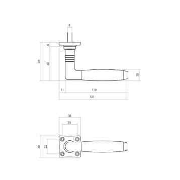 Intersteel Deurkruk Ton 400 op rozet - messing, Verzenden, Nieuw