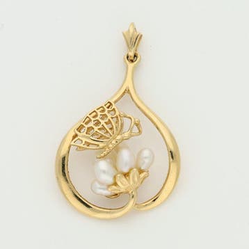 Broche - 14 karaat Geel goud Parel