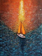 Jasmin Navoyan - IN THE RAYS OF THE SUNSET. Sailboat, SEA