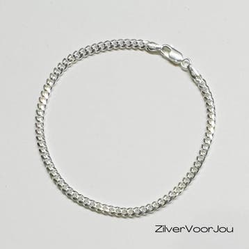 Zilveren ronde gourmet armband 3 mm – Italiaans design, Verzenden, Nieuw, Zilver