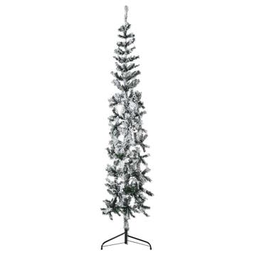 vidaXL Kunstkerstboom half met sneeuw smal 180 cm, Verzenden, Nieuw