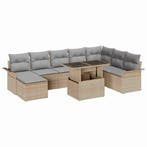 vidaXL Tuin Sofa Set met kussen met opslag 9 pcs Beige en, Tuin en Terras, Verzenden, Nieuw, Rotan