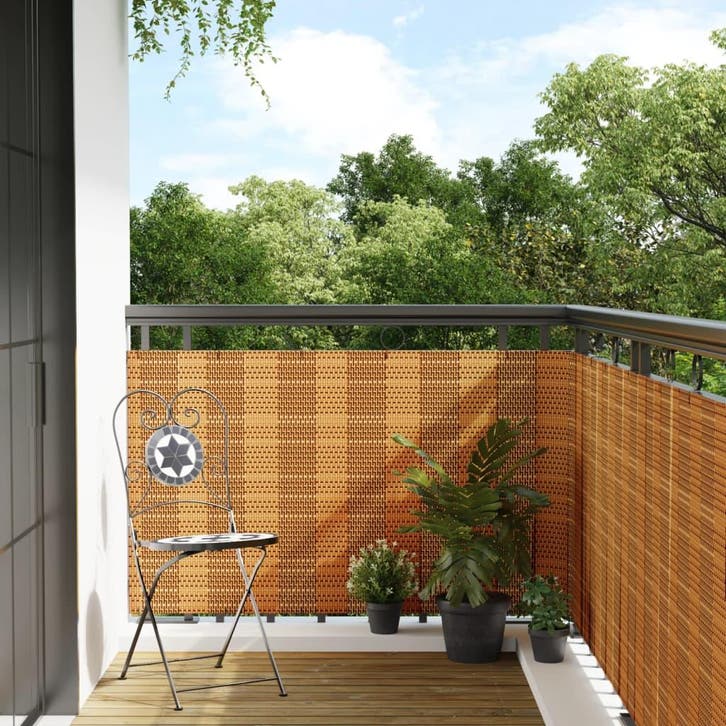 vidaXL Balkonscherm 300x100 cm poly rattan lichtbruin, Tuin en Terras, Schuttingen, Nieuw, Kunststof, 1 tot 2 meter, Verzenden