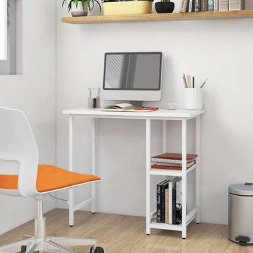 vidaXL Computerbureau 80x40x72 cm MDF en metaal wit, Huis en Inrichting, Verzenden, Nieuw