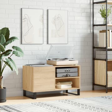 vidaXL Platenkast 85x38x48 cm bewerkt hout sonoma, Verzenden, Nieuw